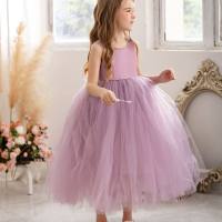 Summer princess dress girl dress flower girl wedding little girl birthday style dress children tutu skirt  Purple