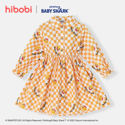 Baby Shark ✖ hibobi Girl Toddler Shredded Plaid Long Sleeve Dress