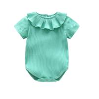 Newborn baby clothes baby crawling clothes summer short-sleeved romper baby clothes lace wrap clothes multi-color optional  Green