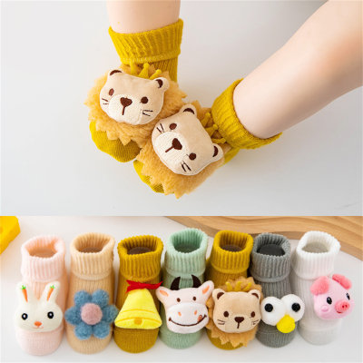 Rutschfeste Baby-Socken aus reiner Baumwolle mit 3D-Tierdekor