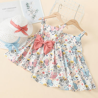 Toddler Girls Cotton Sweet Floral Bow Dress & Hat