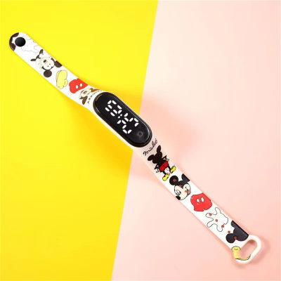 LED-Armbanduhr für Kinder mit Mickey und Minnie-Cartoon-Print