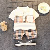 2024 New Children's Clothing Children's Suit Men's New Handsome Baby Baby Boomer Children's Clothing Western Style Boys Summer Clothing Two-piece Set  White