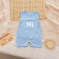 Children's jumpsuits for boys and girls, one-piece vests and rompers, summer thin infant sleeveless jumpsuits for going out  Blue