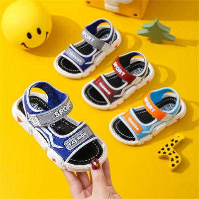 Toddler PVC Color-block Letter Pattern Open Toed Velcro Sneakers
