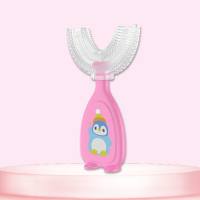Manual children's U-shaped toothbrush silicone toothbrush baby mouth-hold oral cleaning manual U-shaped children's toothbrush  Multicolor