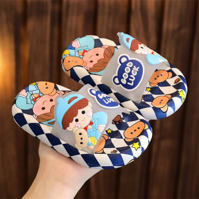 Children's cartoon pattern check slippers