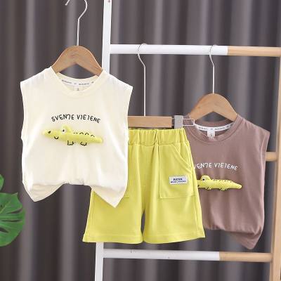 2024 New Summer Korean Style Children's Clothing Dinosaur Vest Two-piece Sleeveless Summer Clothing Children's Suit Dropshipping