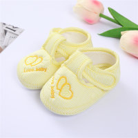 Chaussures pour tout-petits en coton à cœur de couleur unie pour bébé  Jaune