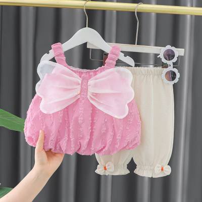 New style girls summer suit suspender top children's anti-mosquito pants two-piece suit
