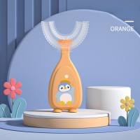Manual children's U-shaped toothbrush silicone toothbrush baby mouth-hold oral cleaning manual U-shaped children's toothbrush  Multicolor