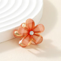 Children's Bangs Clip Crystal Flower Oblique Braided Hair Clip  Orange