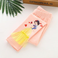 Toddler Girl Solid Prince Cute Cartoon Outerwear Leggings  Pink