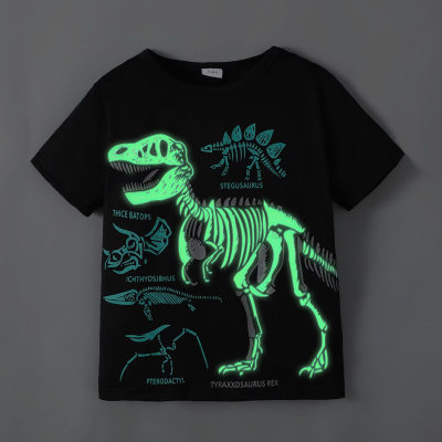 Camiseta com estampa de dinossauro brilhante infantil menino