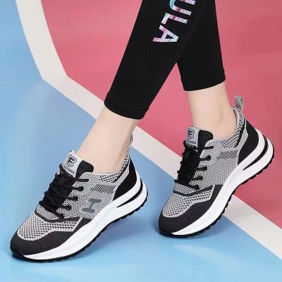New spring and summer flying woven women's sports shoes fashionable and versatile running shoes mesh breathable and casual