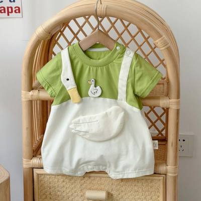 Newborn baby summer clothes thin jumpsuit one-month one hundred days fashionable short-sleeved outdoor climbing clothes