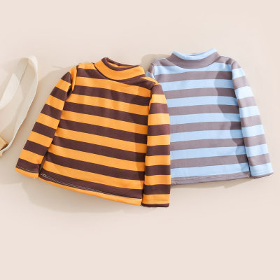 Toddler Boy Striped Stand Up Collar Long Sleeve T-shirt