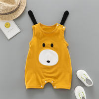 Newborn summer sleeveless jumpsuit, thin section, infant, male and female, cute cartoon summer clothes for outer wear  Yellow