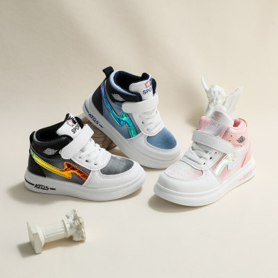 Kid Boy Color-block Patchwork High-top Velcro Sneakers