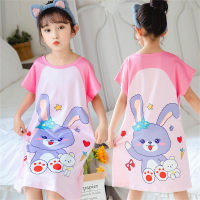 Camisola infantil manga curta meninas lindo vestido de princesa menina bebê desenho animado pijama  Multicolorido
