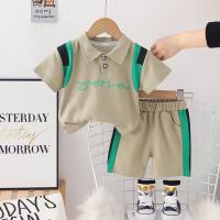 Baby summer short-sleeved suit 2024 new style 1-year-old boy summer clothes stylish clothes 3 infants and children two-piece suit  Army Green