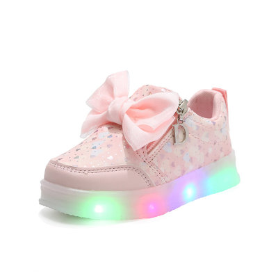 Children's printed bow light-up sneakers