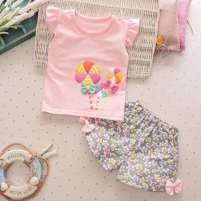 Trendy girl baby summer clothes for toddlers new style 2 girls' suits short vest suits infants and children's clothes 1-4 years old clothes