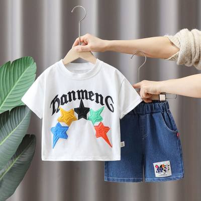 Boys summer short-sleeved suit sports baby 2024 new style thin clothes trendy children's clothing handsome two-piece suit