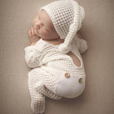 Cross-border Newborn Photography Clothing One-piece Ha Yi Photo Studio Photo Clothes Romper Knitted Boys Two-piece Set