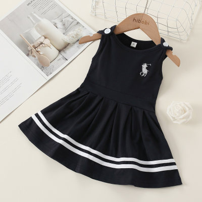 Toddler Girl Preppy Style Solid Color Polo Dress
