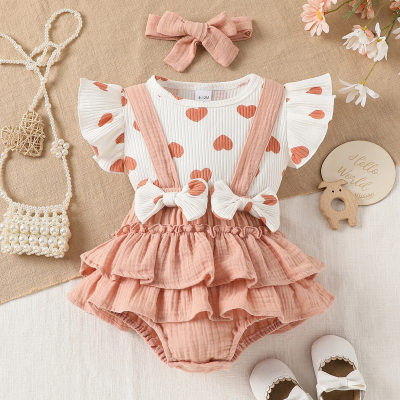 Foreign trade infant and child harem suit triangle crawl suit baby girl T-shirt + overalls + headscarf Amazon Europe and America cross-border