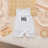 Children's jumpsuits for boys and girls, one-piece vests and rompers, summer thin infant sleeveless jumpsuits for going out  Gray