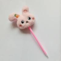 Lindo conejito muñeca piel de conejo bolígrafo estudiante descompresión lindo bolígrafo de felpa  Multicolor