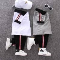 Children's suit boy's lapel short-sleeved two-piece suit summer new baby shirt casual  White