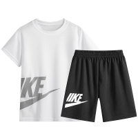 Summer boys' suit two-piece sports quick-drying clothes for middle and large children's basketball uniform  White
