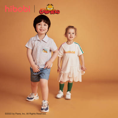 hibobi x Garfield طفل فتاة أزياء عارضة القطن البوليستر الطباعة اللباس
