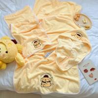 Cartoon Sanrio Pudding Hund Handtuch Badetuch Gesichtstuch trockenes Haar Kappe Kinder Badetuch 3-teiliges Set  Mehrfarbig