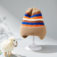 Gorro de lana colorido para niñas y niños, gorro cálido con protección para los oídos  Caqui