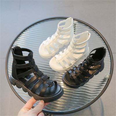 Zapatos romanos de princesa para niñas pequeñas, sandalias huecas de suela blanda para niños grandes y niñas