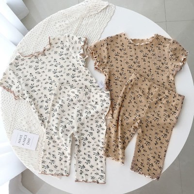Bingsi 2022 nouveau style d'été filles vêtements d'extérieur costume floral à manches courtes bébé robe d'été ensemble deux pièces pyjama de style coréen étranger