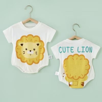 Summer short-sleeved pure cotton triangle harem newborn clothes for men and women, summer crawl clothes, baby jumpsuits