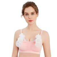 Nursing bra milk pumping hands-free bra postpartum no steel ring thin top buckle hanging breast pump milking underwear  Pink