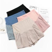 Maternity pants summer wide-leg pants linen belly shorts outer wear casual pants small home maternity leggings  Blue