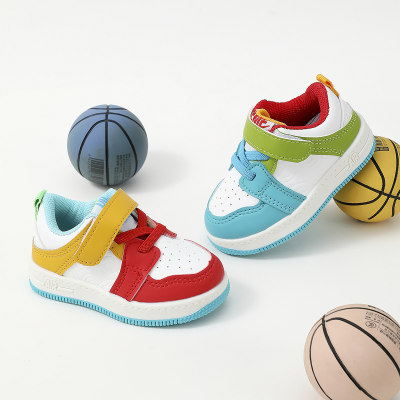 Zapatillas deportivas antideslizantes con velcro y patchwork color block para niños pequeños