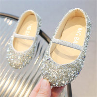 Zapatos de cristal con lentejuelas de pasarela, zapatos de princesa de suela suave a la moda con puntera para bebé  Plata