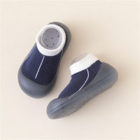 Chaussettes rayées contrastées pour enfants, chaussures pour tout-petits  Bleu profond