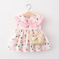 2021 New Girls Dress Korean Style Children's Sleeveless Vest Dress Baby Girl Printed Princess Dress 1067  Pink