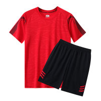 Boys quick-drying clothing casual football running training clothing short-sleeved shorts spring and summer  Red