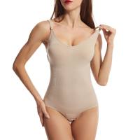 One-piece body shaper for women, abdomen-control pants, open crotch, hip-lifting, shaping suspenders, elastic belly-lifting, body-shaping corset  Apricot