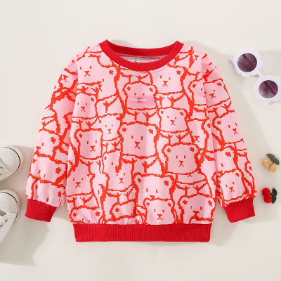Toddler Girl Allover Bear Pattern Sweatshirt